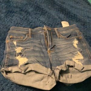 High rise ripped denim shorts